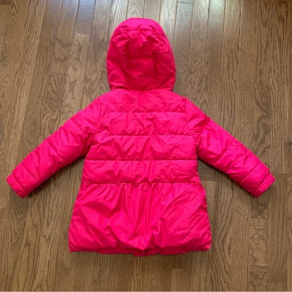 NFS. Gap girls bright pink fuchsia puffer winter jacket coat with hood size 5